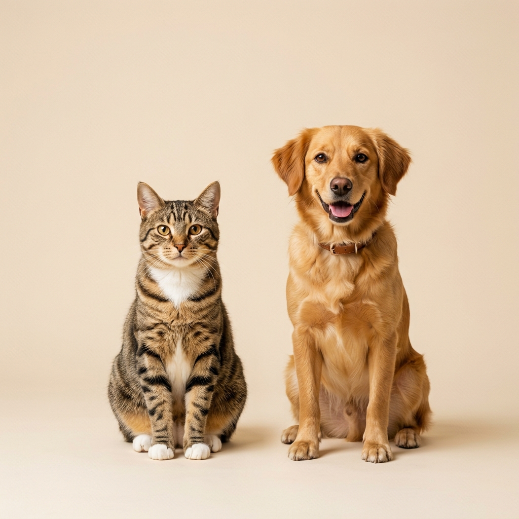 Happy dog and cat